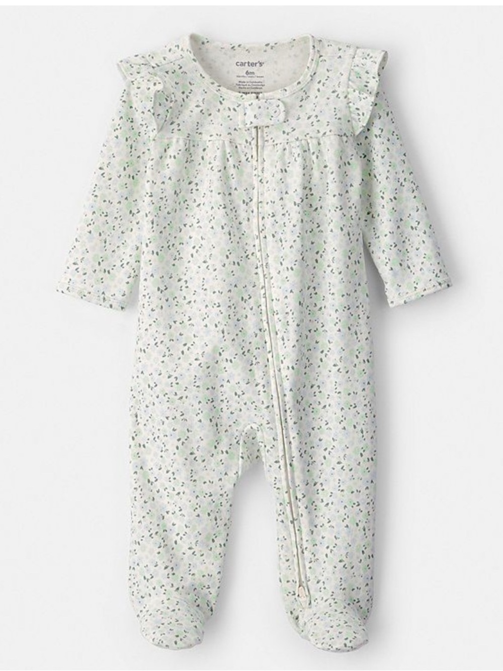 Carter's baby One-Piece with Green Floral play & sleep pajamas size 6 months